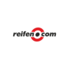 reifen.com Logo. The logo consists of black lettering on a white background. There is a red circle at the dot